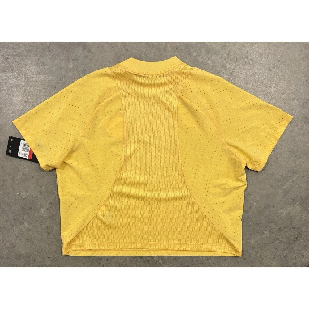 NWT Nike F.C. Cropped Women Soccer Jersey Loose Fit Yellow Mesh Large $65